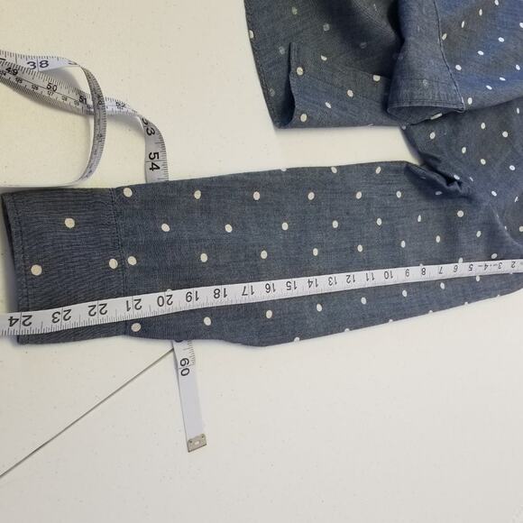 J Crew The Perfect Shirt Blue White Dot Fitted Button Down Very Good! Size XS - Picture 4 of 7